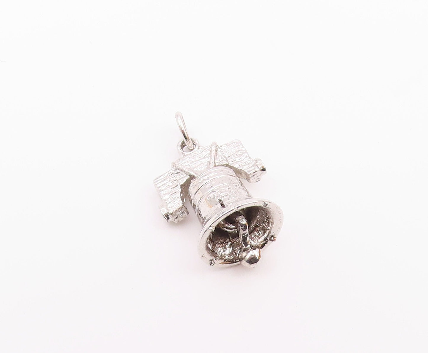 925 Sterling Silver  Vintage Liberty Bell Charm Pendant (JINGLES)  PT21045