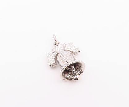 925 Sterling Silver  Vintage Liberty Bell Charm Pendant (JINGLES)  PT21045