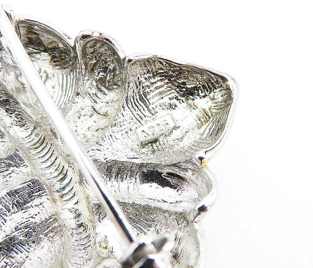 925 Sterling Silver  Vintage Shiny Two Tone Fleur De Lis Brooch Pin  BP1505