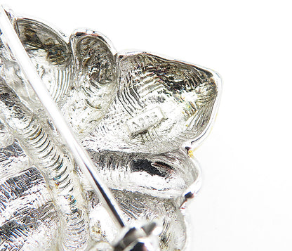 925 Sterling Silver  Vintage Shiny Two Tone Fleur De Lis Brooch Pin  BP1505