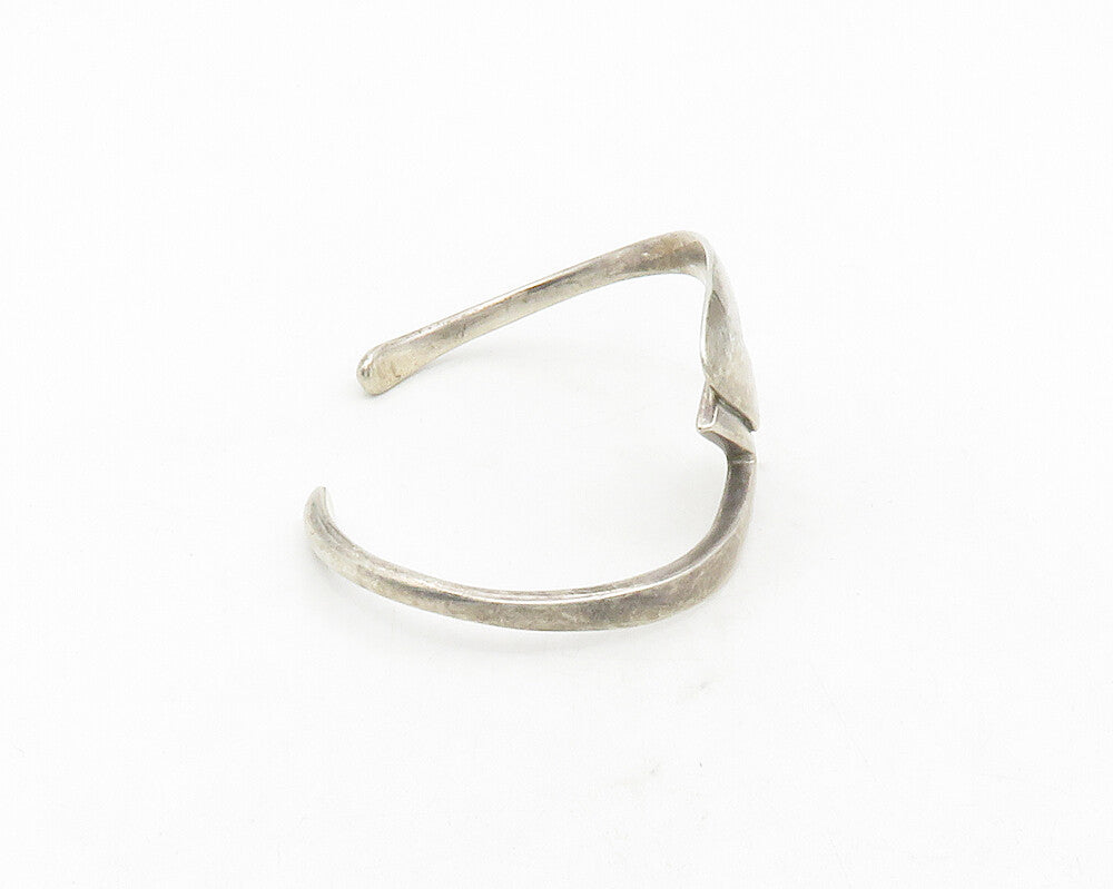 MEXICO 925 Silver  Vintage Smooth Modernist Design Cuff Bracelet  BT4689