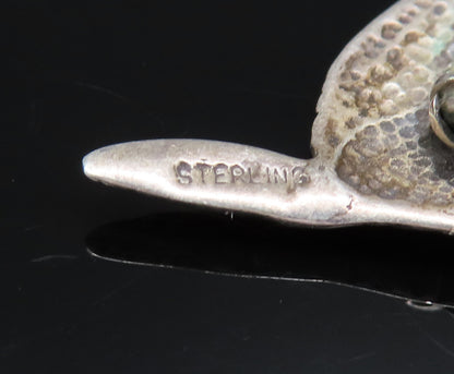 925 Sterling Silver  Vintage Dotted Howling Wolf Dog Brooch Pin  BP9694