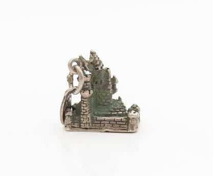 WALT DISNEY 925 Silver  Vintage 3D Carved Disney Palace Charm Pendant  PT22298