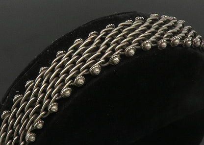 925 Sterling Silver  Vintage Twisted Rope & Beads Wide Chain Bracelet  BT9339