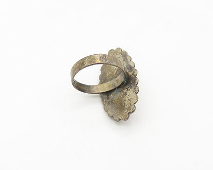 MEXICO 925 Silver  Vintage Tiger's Eye Floral Cocktail Ring Sz 7  RG17453