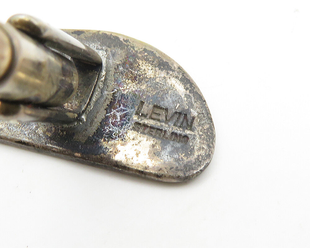 LEVIN 925 Sterling Silver  Vintage Raised Pattern Oxidized Cufflinks  TR2543