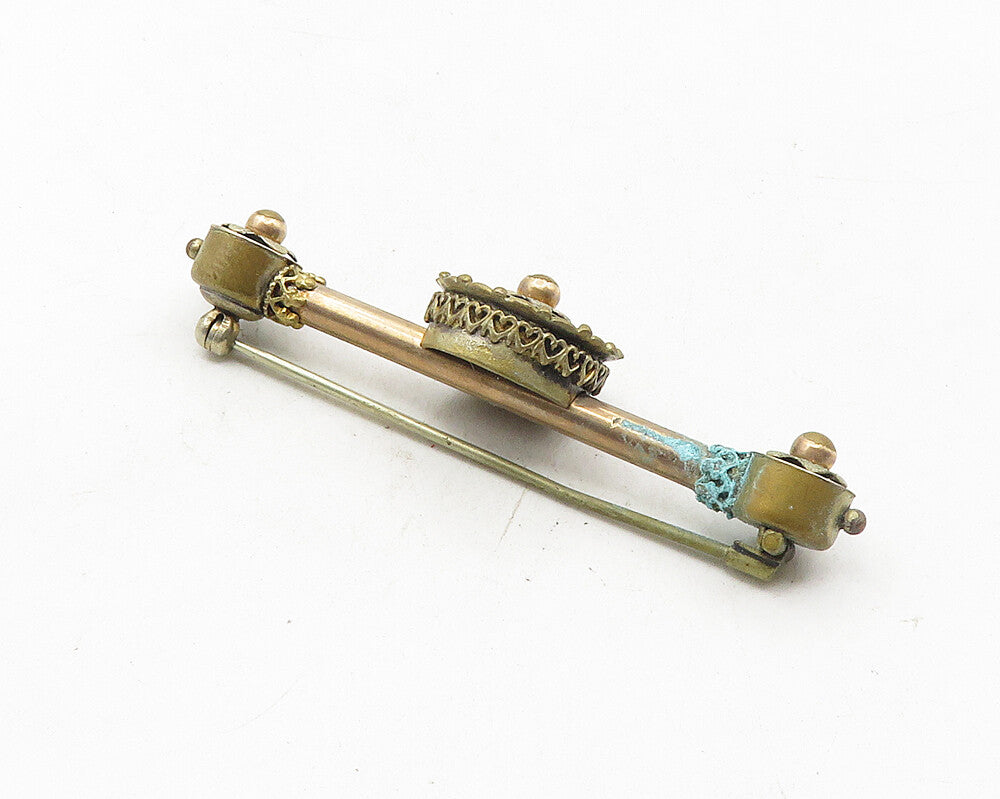 925 Sterling Silver  Vintage Love Heart Flowers Bar Brooch Pin  BP4057