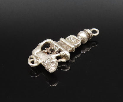 925 Sterling Silver  Vintage Sculpted Animal On Top Of Pillar Pendant  PT21743