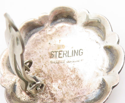 925 Sterling Silver Vintage Earrings NAVAJO SUZIE JAMES Concho Clip On  EG14180