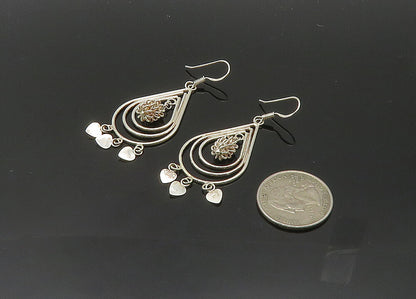 925 Sterling Silver  Vintage Shiny Open Tear Drop Dangle Earrings  EG10121