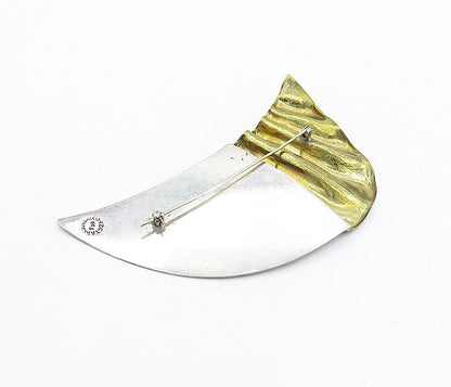 MEXICO 925 Sterling Silver  Vintage Two Tone Modernist Brooch Pin  BP2030