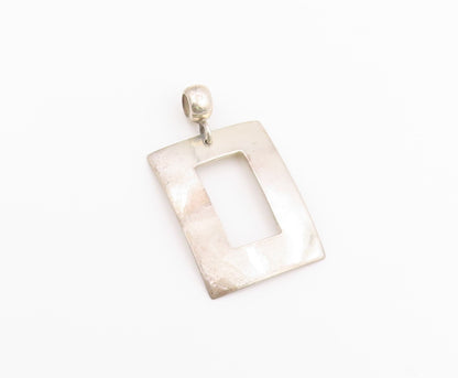 925 Sterling Silver Vintage Pendant ATI MEXICO Modernist Open Rectangle  PT26381
