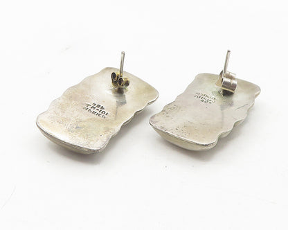 MEXICO 925 Sterling Silver  Vintage Shiny Fluted Hollow Drop Earrings  EG6125