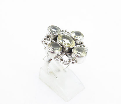 925 Sterling Silver  Vintage Yellow Topaz Swirl Cocktail Ring Sz 9.5  RG5597