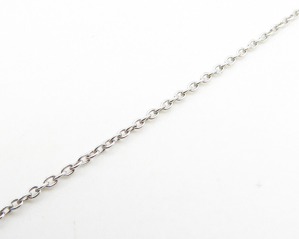 925 Sterling Silver  Genuine Black Diamonds Heartbeat Chain Necklace  NE3018