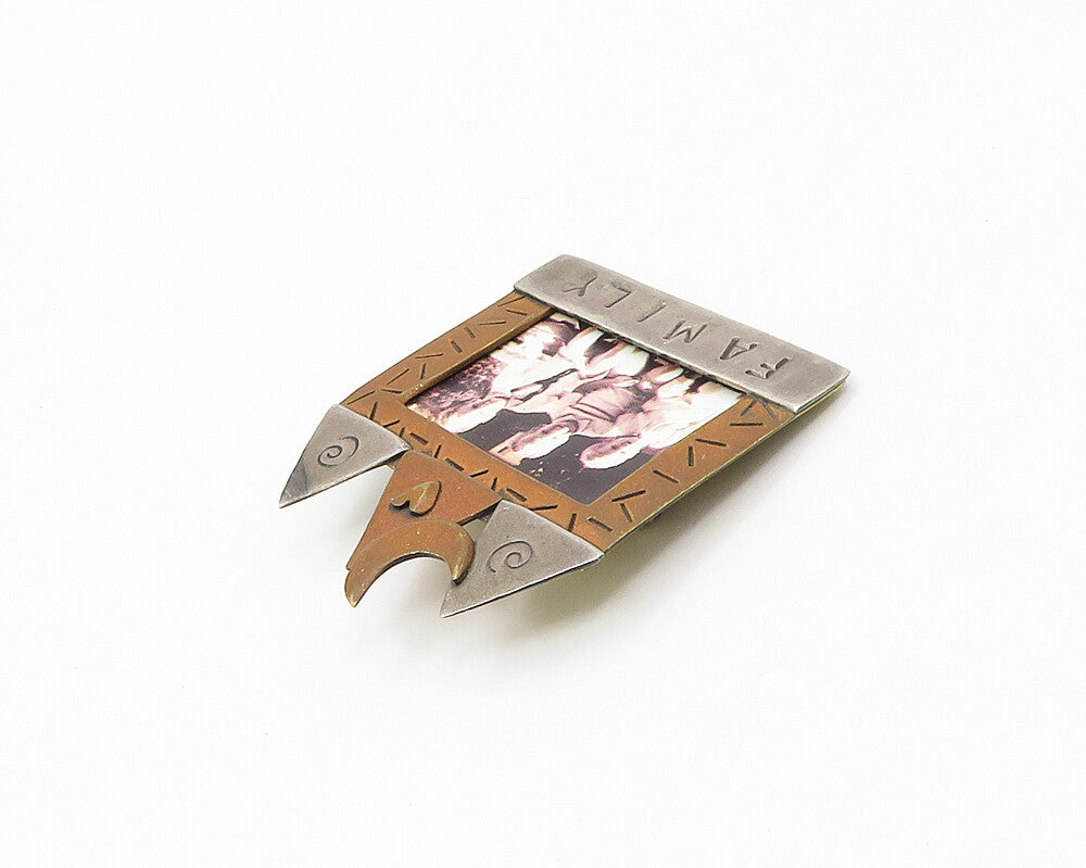 FAR FETCHED 925 Silver  Vintage Family Portrait Frame Brooch Pin  BP6948