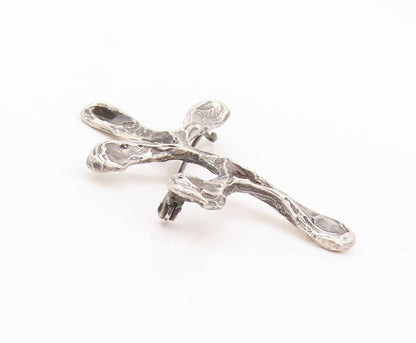925 Sterling Silver Vintage Brooch Pin Brutalist Cutout Chi Symbol  BP11190