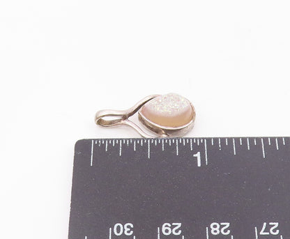 SAJEN 925 Sterling Silver Vintage Druzy Stone Tear Drop Shiny Pendant PT16629