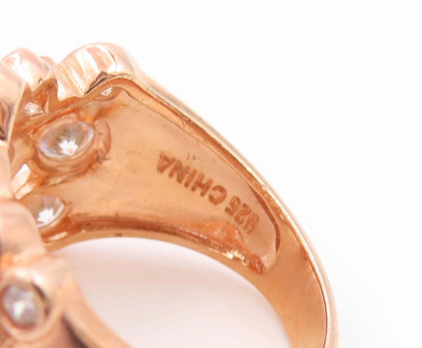 925 Sterling Silver Vintage Ring Gold Plated Bezel Set CZ Cluster  Sz 7  RG34728