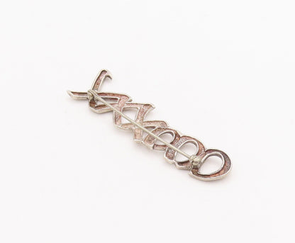 925 Sterling Silver Vintage Brooch Pin Solid Cutout 'X' & 'O' Row  BP10874