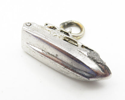 925 Sterling Silver  Vintage Shiny Pettie Yacht Boat Motif Pendant  PT8491