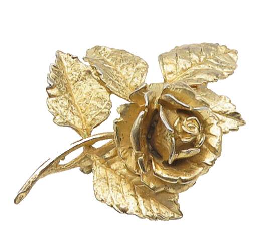 NAPIER 925 Sterling Silver  Vintage Rare Shiny Sculpted Rose Brooch Pin BP7133