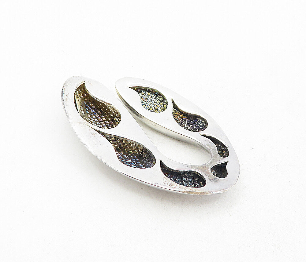 925 Sterling Silver  Vintage Shiny Modernist Design Cutout Trinket  TR1364