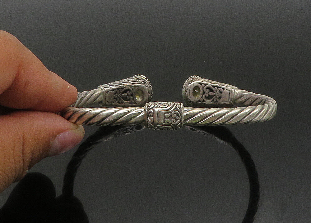 925 Sterling Silver & 18K GOLD  Vintage Citrine Twist Cuff Bracelet  BT8676