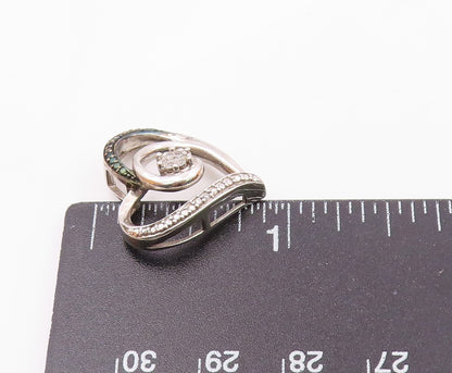 925 Sterling Silver Vintage Genuine Diamonds Two Tone Heart Pendant PT17762