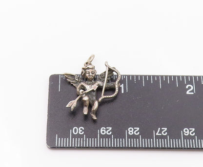 925 Sterling Silver  Vintage Baby Cupid With Bow & Arrow Pendant  PT21641