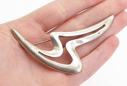 MEXICO 925 Sterling Silver  Vintage Shiny Modernist Design Brooch Pin  BP2399