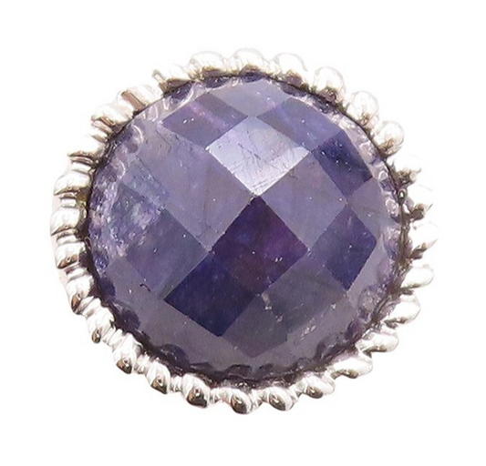 925 Sterling Silver Vintage Ring Designer Fence Carved Gemstone  Sz 7  RG30947