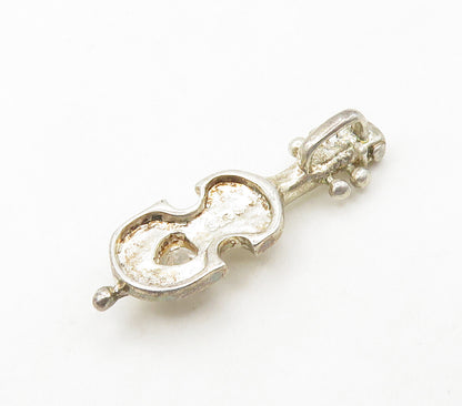 925 Sterling Silver  Vintage Love Heart Cubic Zirconia Cello Pendant  PT12970