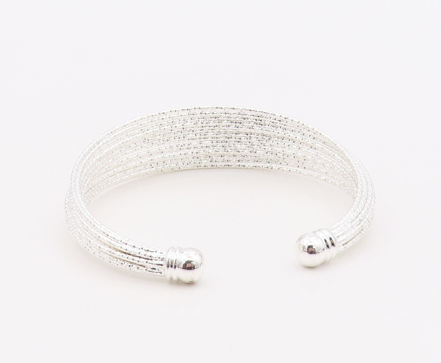 925 Sterling Silver Vintage Bracelet Minimalist Multi Strand Open Cuff  BT12135