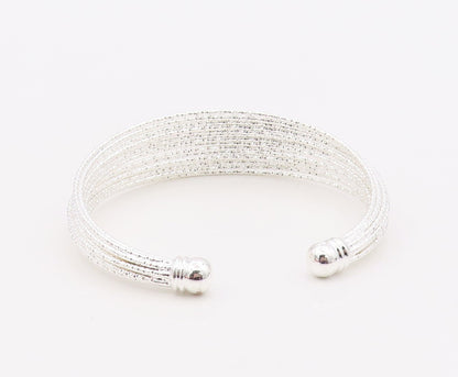 925 Sterling Silver Vintage Bracelet Minimalist Multi Strand Open Cuff  BT12135