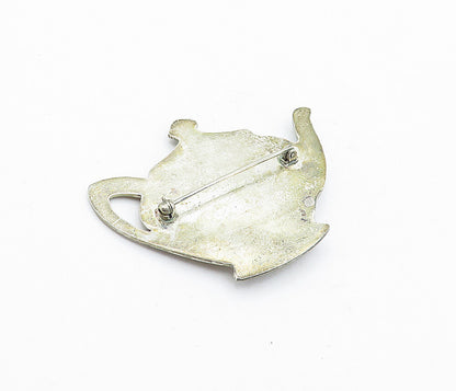 DESIGNER 925 Sterling Silver  Vintage Antique Tea Pot Motif Brooch Pin  BP1593