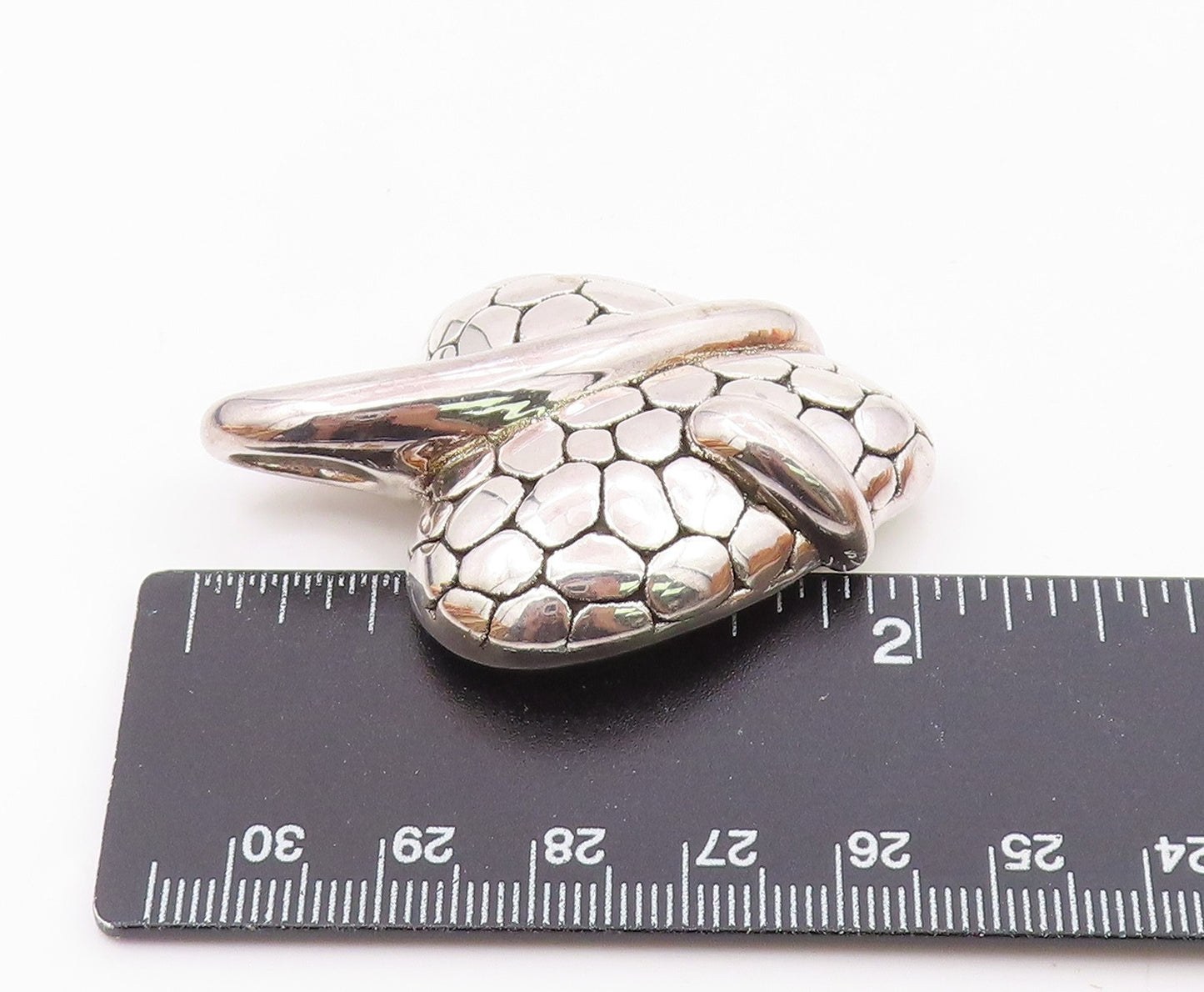 925 Sterling Silver  Shiny Hollow Cobble Pattern Love Heart Pendant  PT14138