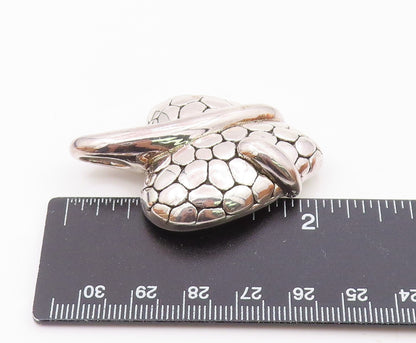 925 Sterling Silver  Shiny Hollow Cobble Pattern Love Heart Pendant  PT14138