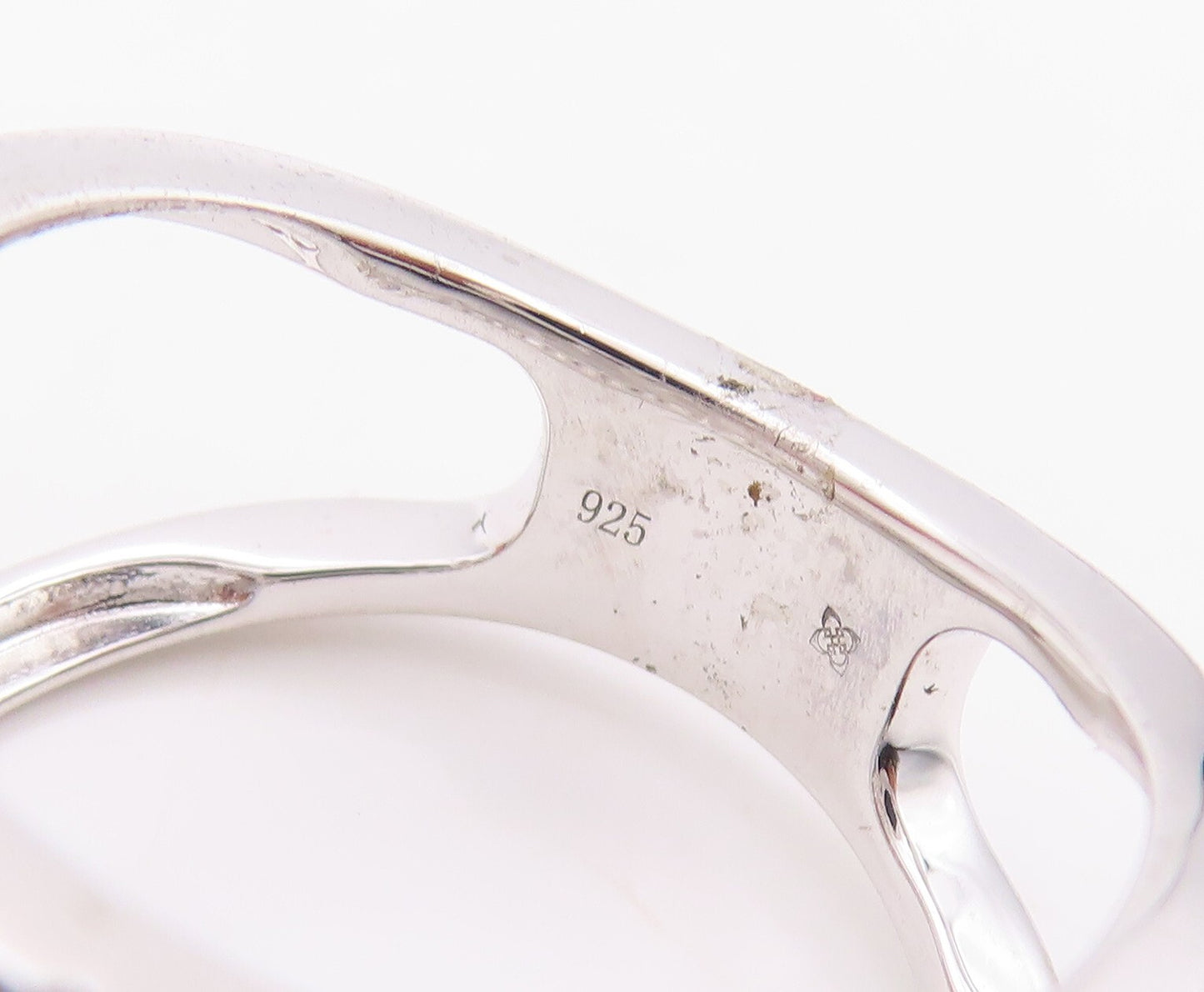 925 Sterling Silver Vintage Ring Brutalist Design Cutout CZ   Sz 7.5  RG29955