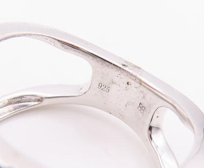 925 Sterling Silver Vintage Ring Brutalist Design Cutout CZ   Sz 7.5  RG29955