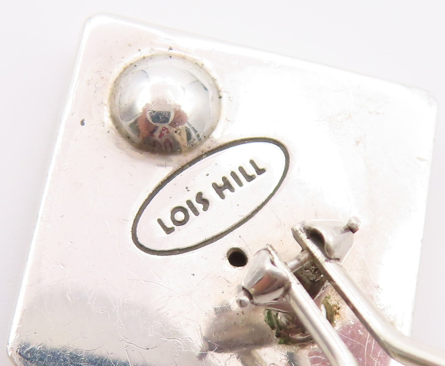 925 Sterling Silver Vintage Earrings LOIS HILL Scrollwork Square Clip On EG14479