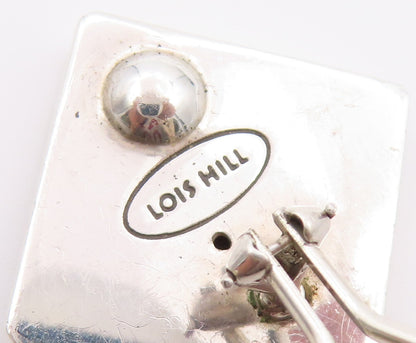 925 Sterling Silver Vintage Earrings LOIS HILL Scrollwork Square Clip On EG14479