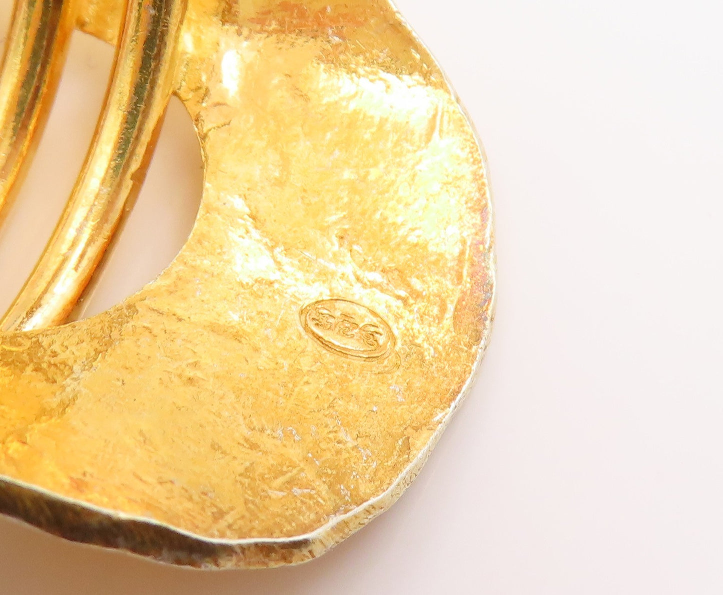 925 Sterling Silver Vintage Ring Gold Plated Bold Hammered Band  Sz 9.5  RG35713