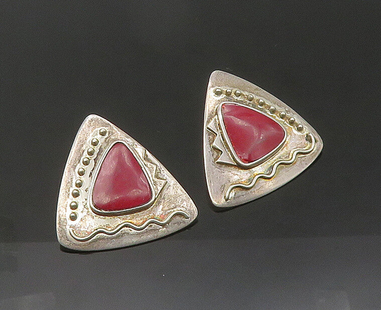 MEXICO 925 Sterling Silver  Vintage Carnelian Scribble Drop Earrings  EG10677