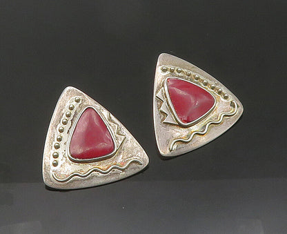 MEXICO 925 Sterling Silver  Vintage Carnelian Scribble Drop Earrings  EG10677