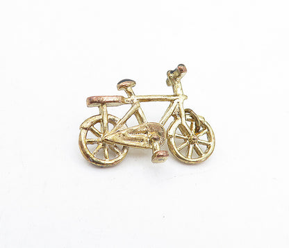 925 Sterling Silver  Vintage Gold Plated Enamel Bicycle Motif Pendant  PT3128