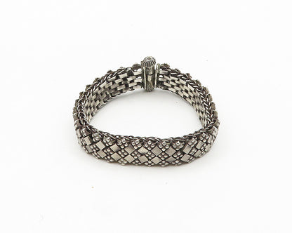 925 Sterling Silver  Vintage Dark Tone Floral Pattern Chain Bracelet  BT7481
