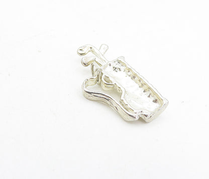 925 Sterling Silver  Vintage Diamond Cut Bag Of Golf Clubs Pendant  PT6260