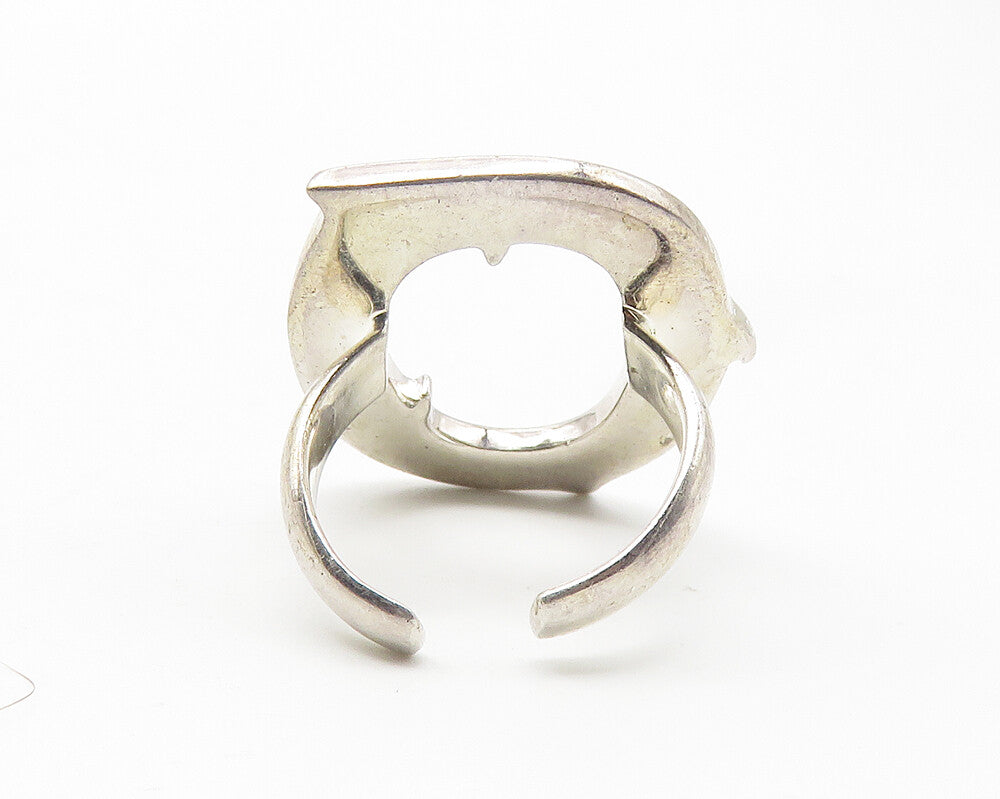 925 Sterling Silver  Vintage Shiny Open Oval Smooth Band Ring Sz 5  RG11552