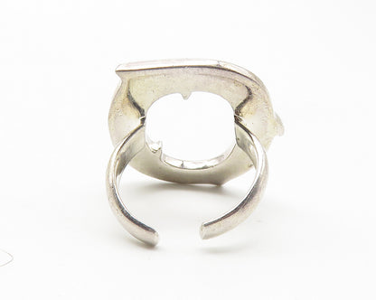 925 Sterling Silver  Vintage Shiny Open Oval Smooth Band Ring Sz 5  RG11552